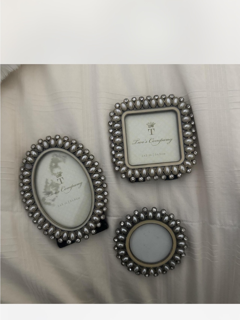 Two's Company Silver Beaded Frame Trio